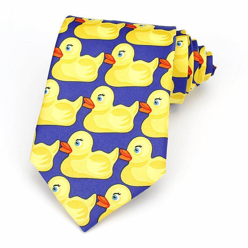 Trendy Style Lovely Yellow Duck Printed Young Men Leisure Tie