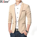 Men Blazer / Slim Fit Men Suit Jacket-Khaki-XL-JadeMoghul Inc.