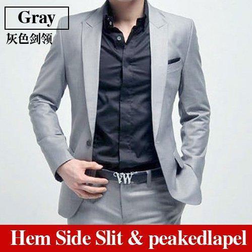 Men Business Suit / Slim Fit Formal Suit-Gray-XS-JadeMoghul Inc.