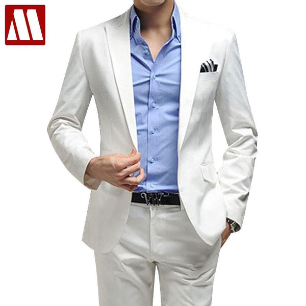 Men Business Suit / Slim Fit Formal Suit-White-XS-JadeMoghul Inc.