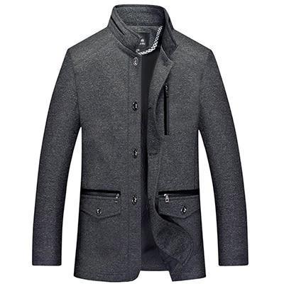 Men Business Wool Coat - Casual Wool Blend Jacket-Gray-XL-JadeMoghul Inc.
