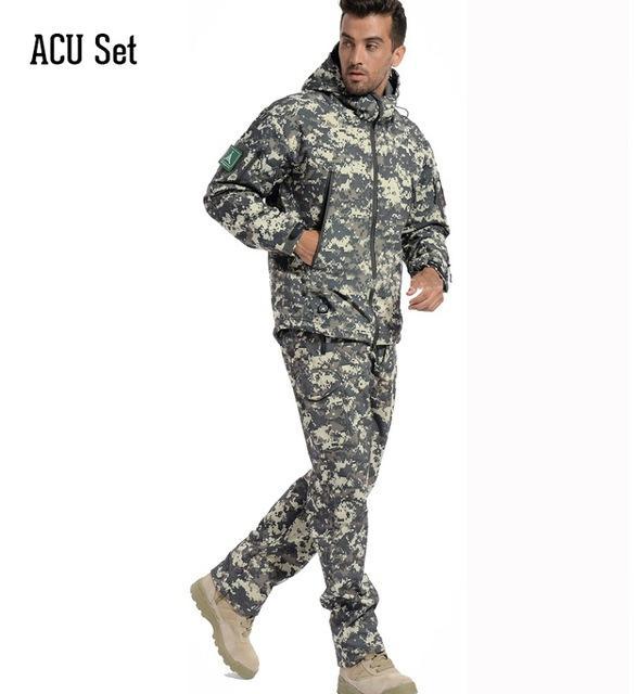Men Camouflage Jacket Set / Men Army Waterproof Warm Clothes / Military Fleece Windbreaker Suit-ACU-XS-JadeMoghul Inc.