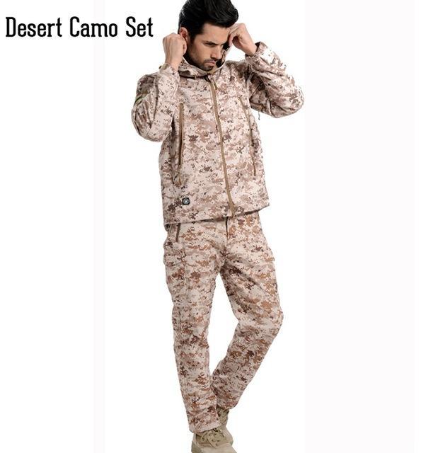 Men Camouflage Jacket Set / Men Army Waterproof Warm Clothes / Military Fleece Windbreaker Suit-Camo Desert-XS-JadeMoghul Inc.