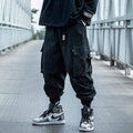 Men Cargo Pants Black Ribbons Block Multi-Pocket 2020 Harem Joggers Harajuku Sweatpant Hip Hop Casual Male Trousers AExp