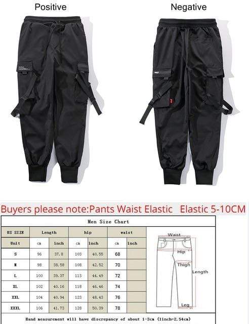 Men Cargo Pants Black Ribbons Block Multi-Pocket 2020 Harem Joggers Harajuku Sweatpant Hip Hop Casual Male Trousers AExp