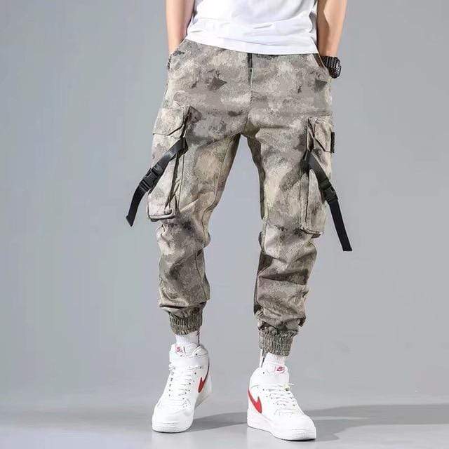 Men Cargo Pants Black Ribbons Block Multi-Pocket 2020 Harem Joggers Harajuku Sweatpant Hip Hop Casual Male Trousers AExp