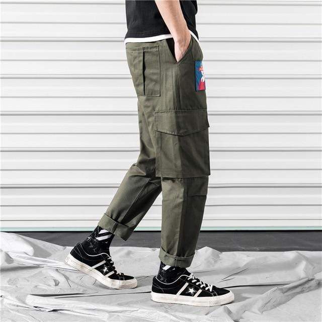 Men Cargo Pants Black Ribbons Block Multi-Pocket 2020 Harem Joggers Harajuku Sweatpant Hip Hop Casual Male Trousers AExp