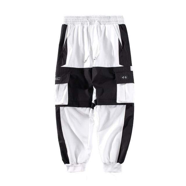 Men Cargo Pants Black Ribbons Block Multi-Pocket 2020 Harem Joggers Harajuku Sweatpant Hip Hop Casual Male Trousers AExp