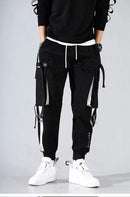 Men Cargo Pants Black Ribbons Block Multi-Pocket 2020 Harem Joggers Harajuku Sweatpant Hip Hop Casual Male Trousers AExp