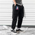 Men Cargo Pants Black Ribbons Block Multi-Pocket 2020 Harem Joggers Harajuku Sweatpant Hip Hop Casual Male Trousers AExp