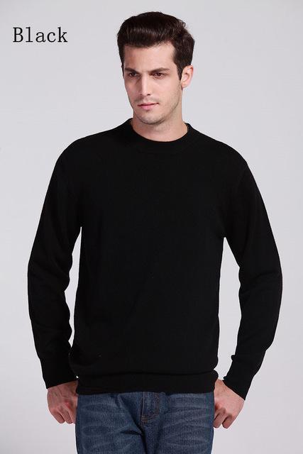 Men Cashmere Blend Long Sleeve Pullover / Soft Warm Knitwear-black-S-JadeMoghul Inc.