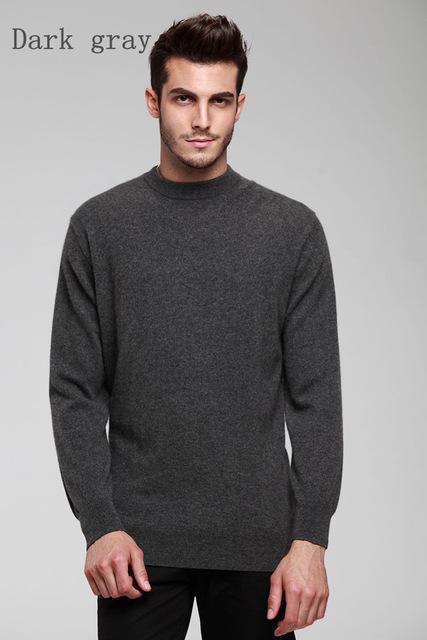Men Cashmere Blend Long Sleeve Pullover / Soft Warm Knitwear-dark gray-S-JadeMoghul Inc.