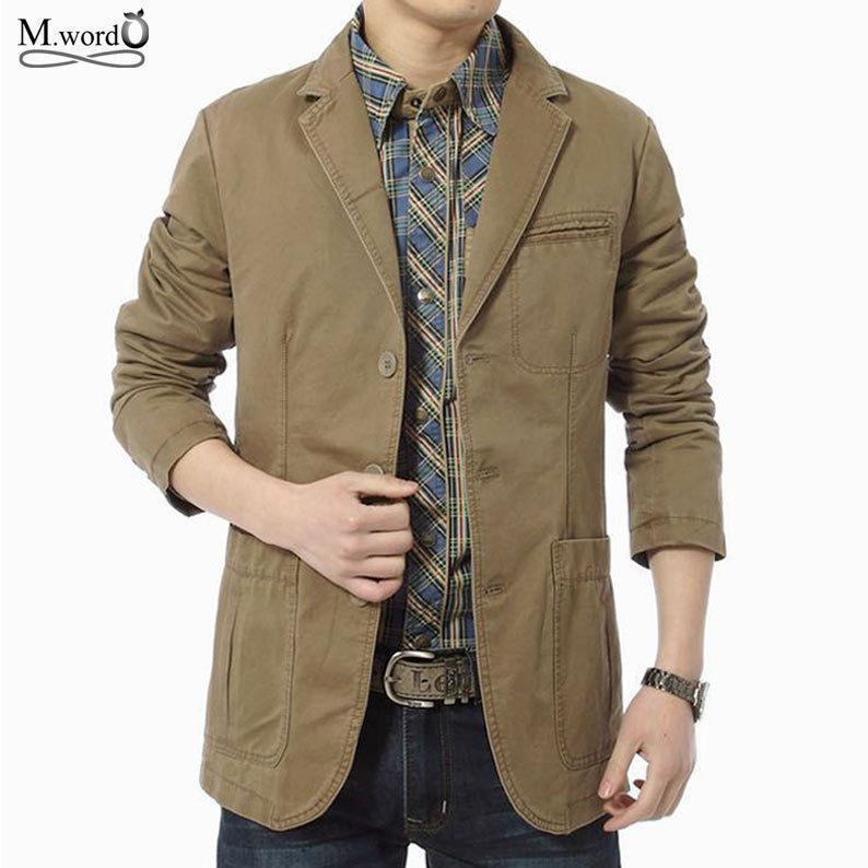 Men Casual Blazer / Cotton Slim Fit Jacket-Green-L-JadeMoghul Inc.