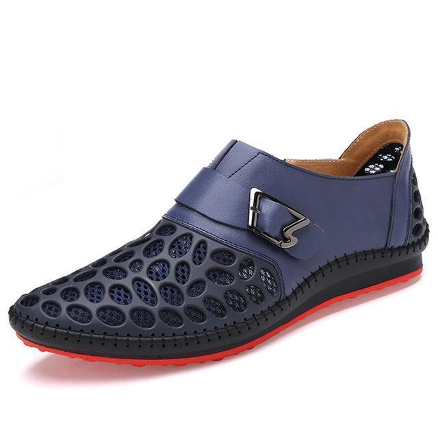 Men Casual Genuine Leather Shoes / Luxury Breathing Flats-Blue-6-JadeMoghul Inc.