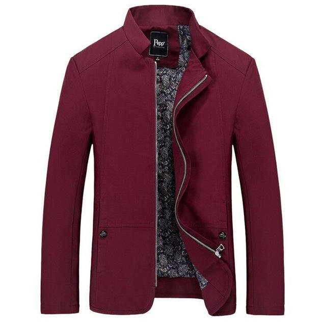 Men Casual Jacket Slim Fit / All Season Outerwear-Wine Red-M-JadeMoghul Inc.