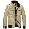 Men Casual Multi-Pocket Comfortable Jacket-Khaki-M-JadeMoghul Inc.
