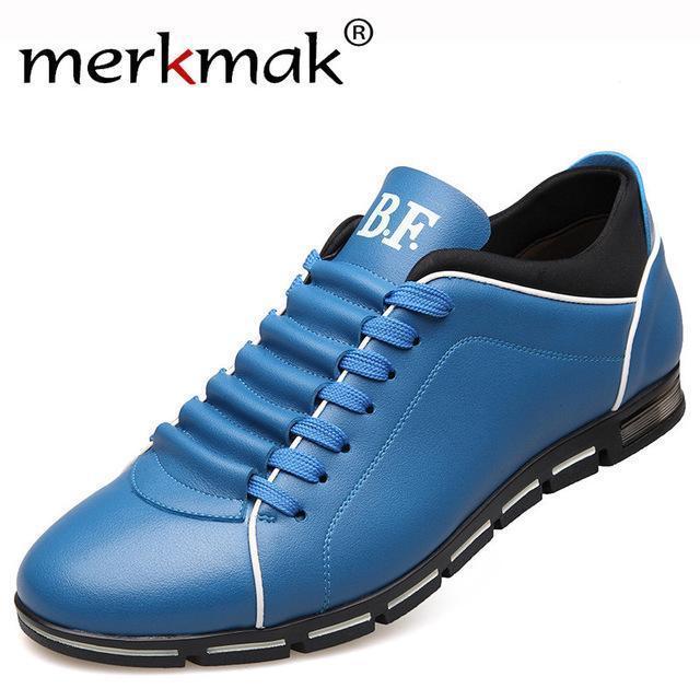 Men Casual Shoes / Fashionable Leather Flats-Blue Casual Shoes-6-JadeMoghul Inc.