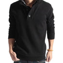 Men Casual Slim Sweater / Men Buttoned High Collar Solid Color Sweater-Black-L-JadeMoghul Inc.