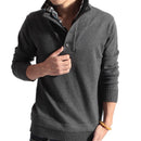 Men Casual Slim Sweater / Men Buttoned High Collar Solid Color Sweater-Black-L-JadeMoghul Inc.