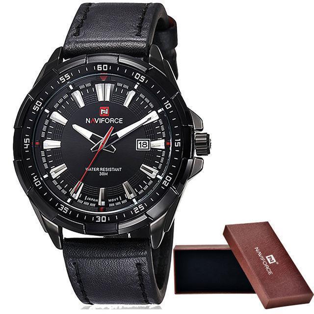 Men Casual Sports Watch / Men Waterproof Leather Quartz Watch-all black-JadeMoghul Inc.