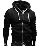 Men Casual Sportswear Hoody/Zipper Long-sleeved Sweatshirt-Black with White-M-JadeMoghul Inc.