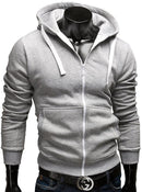 Men Casual Sportswear Hoody/Zipper Long-sleeved Sweatshirt-Light Gray-M-JadeMoghul Inc.