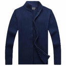 Men Casual Style Sweater With Stand Collar / Slim Fit Cardigan-Dark blue-M-JadeMoghul Inc.