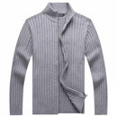Men Casual Style Sweater With Stand Collar / Slim Fit Cardigan-Gray-M-JadeMoghul Inc.