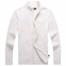 Men Casual Style Sweater With Stand Collar / Slim Fit Cardigan-White-M-JadeMoghul Inc.