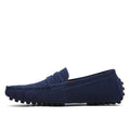 Men Casual Suede Leather Loafers Black Solid Leather Driving Moccasins Gommino Slip on Men Loafers Shoes Male Loafers Big Size-dark blue-6.5-JadeMoghul Inc.