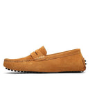 Men Casual Suede Leather Loafers Black Solid Leather Driving Moccasins Gommino Slip on Men Loafers Shoes Male Loafers Big Size-light brown-6.5-JadeMoghul Inc.