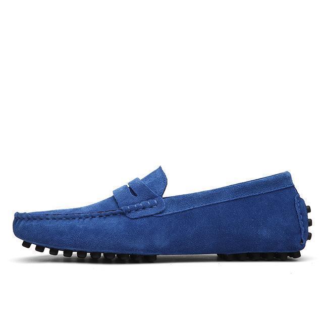 Men Casual Suede Leather Loafers Black Solid Leather Driving Moccasins Gommino Slip on Men Loafers Shoes Male Loafers Big Size-sapphire-6.5-JadeMoghul Inc.