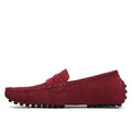 Men Casual Suede Leather Loafers Black Solid Leather Driving Moccasins Gommino Slip on Men Loafers Shoes Male Loafers Big Size-wine red-6.5-JadeMoghul Inc.