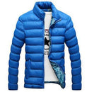 Men Cotton Blend Bomber Jacket / Casual Thick Outwear-Color Blue-XL-JadeMoghul Inc.
