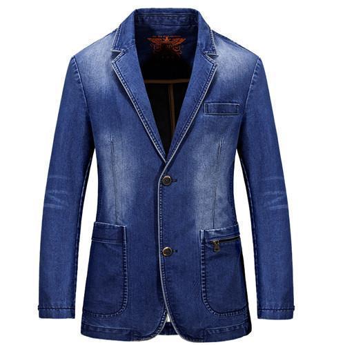 Men Cotton/Denim Smart Casual Slim Fit Jacket-658 Blue-M-JadeMoghul Inc.