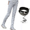 Men Designer Slim Fit Jeans / Super Skinny Pants With Chain-White-27-JadeMoghul Inc.