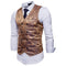 Men Double Breasted Dress Vests - Sleeveless Slim Printed Waistcoat-Gold-L-JadeMoghul Inc.