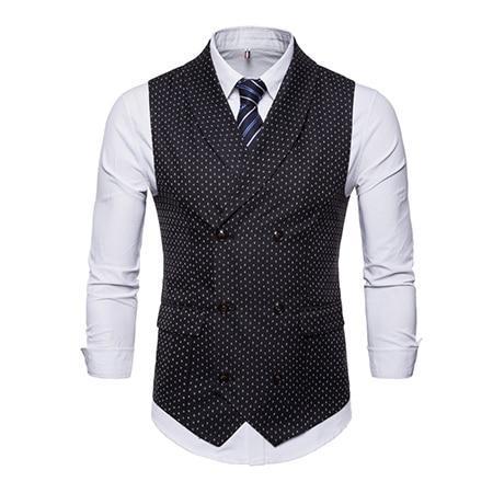 Men Double-Breasted Dress Waistcoat-black-XL-JadeMoghul Inc.