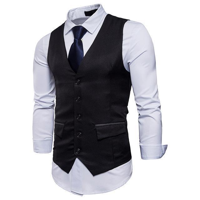 Men Fashion Smart Casual Vest - Slim Fit Suit Vest-Black-L-JadeMoghul Inc.