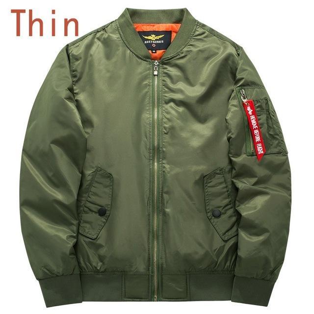 Men Fashion Thick Warm Military Motorcycle Jacket / Air Force-thin army green-XL-JadeMoghul Inc.