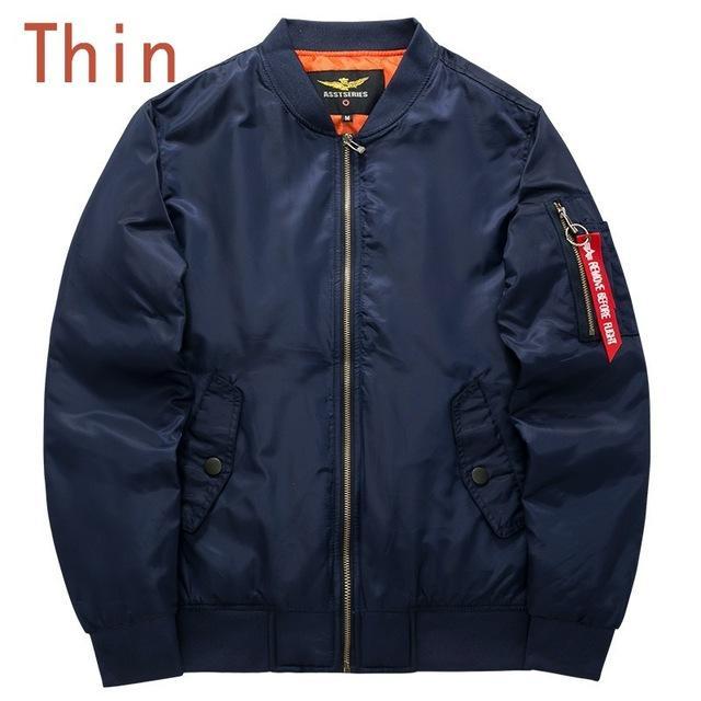 Men Fashion Thick Warm Military Motorcycle Jacket / Air Force-thin dark blue-XL-JadeMoghul Inc.