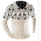 Men Fashionable Animal Print Sweater / Men Slim fit V-Neck Long-Sleeved Solid Sweater-Beige-M-JadeMoghul Inc.