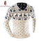 Men Fashionable Animal Print Sweater / Men Slim fit V-Neck Long-Sleeved Solid Sweater-Beige-M-JadeMoghul Inc.