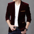 Men Fashionable Cotton Suit Blazer / Slim Fit Solid Color Jacket-X06 Red Wine-M-JadeMoghul Inc.