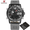 Men Fashionable Sports Watch/ Analog Date Leather Military Waterproof Watch-Black Gray-JadeMoghul Inc.
