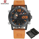 Men Fashionable Sports Watch/ Analog Date Leather Military Waterproof Watch-Black Orange-JadeMoghul Inc.