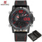 Men Fashionable Sports Watch/ Analog Date Leather Military Waterproof Watch-Black Red-JadeMoghul Inc.