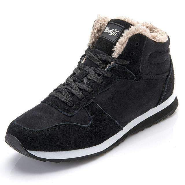 Men Faux fur Lined Warm Winter Sneakers-Black-5-JadeMoghul Inc.