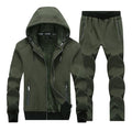 Men Fleece Hoodie Set / Warm Outerwear For Active Lifestyle-Army green-XL-JadeMoghul Inc.