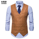 Men Formal Dress Vest - Sleeveless Waistcoat - Business Casual Suit Vest-Khaki-L-JadeMoghul Inc.